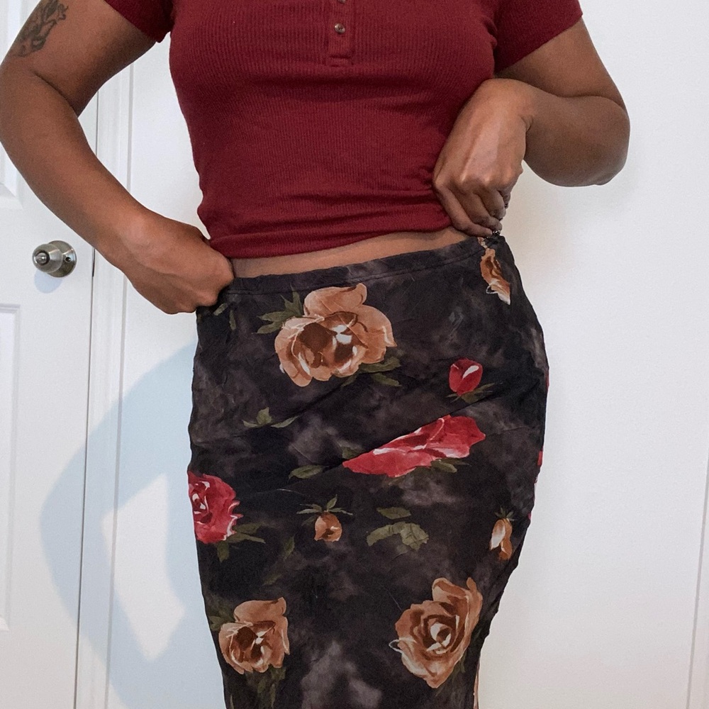 Floral Black Skirt